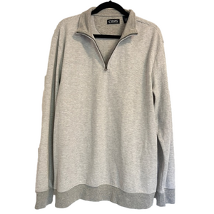 CHAPS Classic Quarter Zip Pullover Stripe Sweater Men’s XL Y2K Cream and Gray